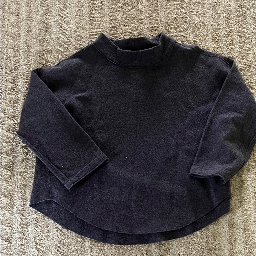 Eileen Fisher 100% Wool Mock Neck Curve Hem Long Sleeve Gray Sweater Small